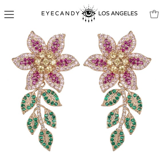 NEW | EYE CANDY | Luxe Collection April Crystal Flower Earrings (RET $94) - Picture 3 of 4